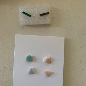 Three pairs geometric earrings
